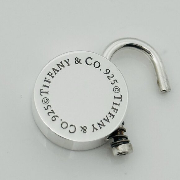 Tiffany & Co Sterling Silver Round Padlock Lock Charm Engravable - Picture 3 of 7